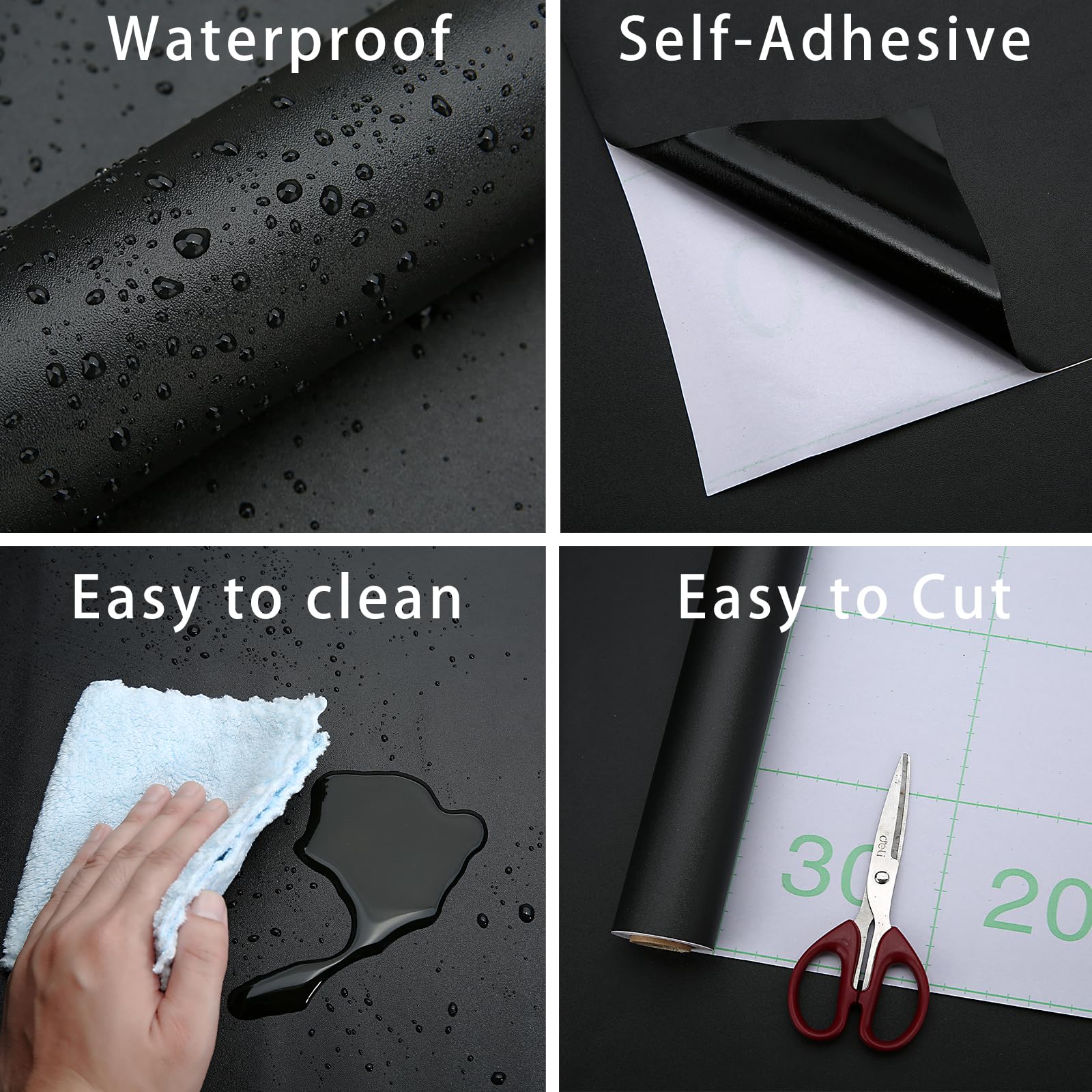 Dimcol matte black texture close-up showing modern finish.