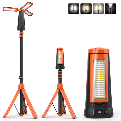 Dimgogo rechargeable camping light stand offers hands-free outdoor illumination.