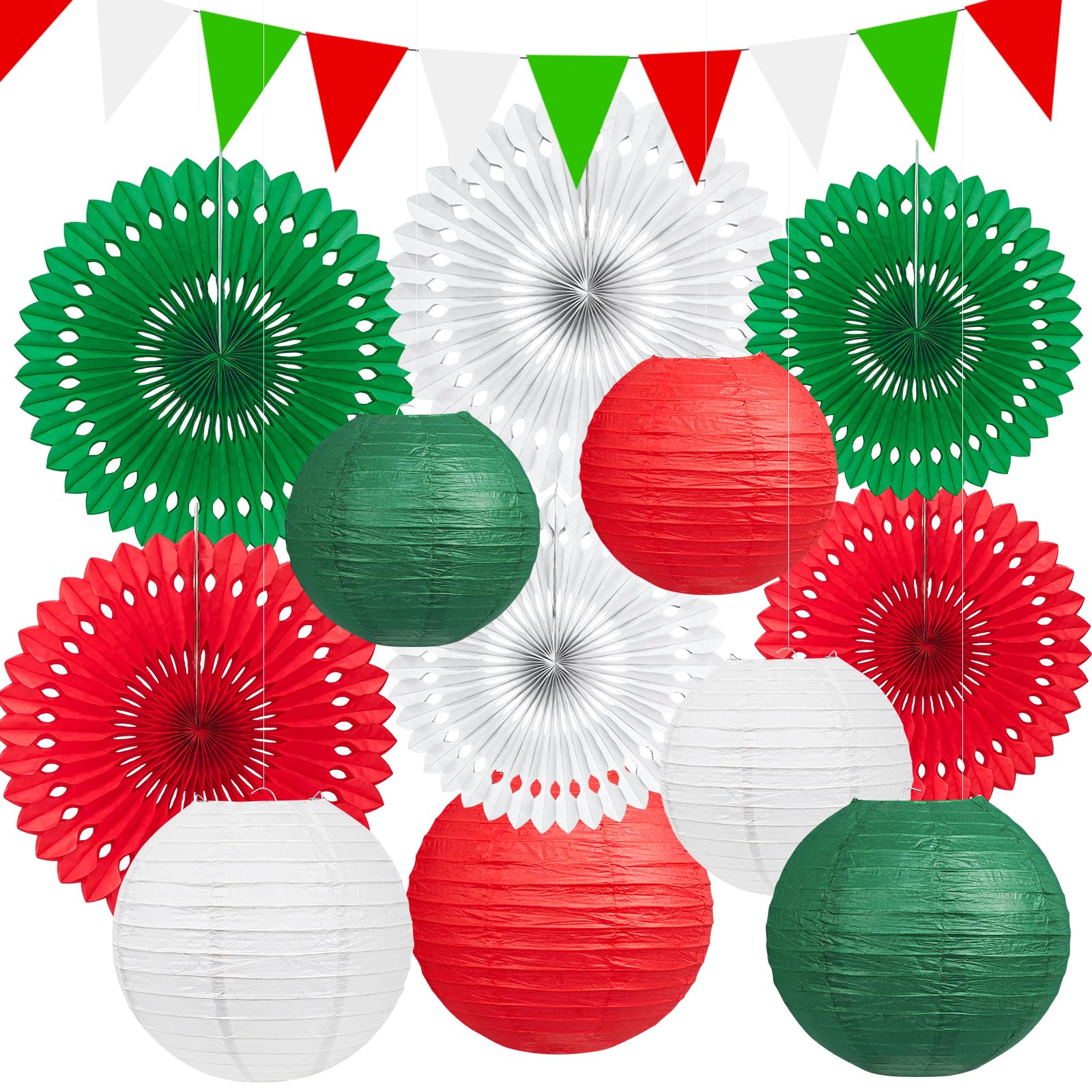Dimhut 13pcs Italian decorations set with lanterns, fans, and banner for festive photos