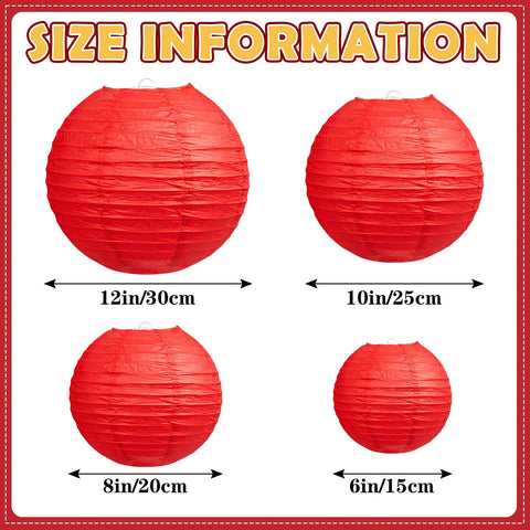 Dimhut 10-inch red lanterns create a vibrant ceiling cluster for festive events.