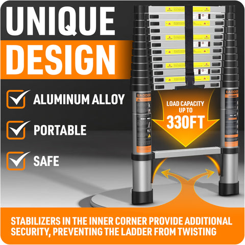 DIMKO ladder with safety lock on each rung ensures controlled retraction.