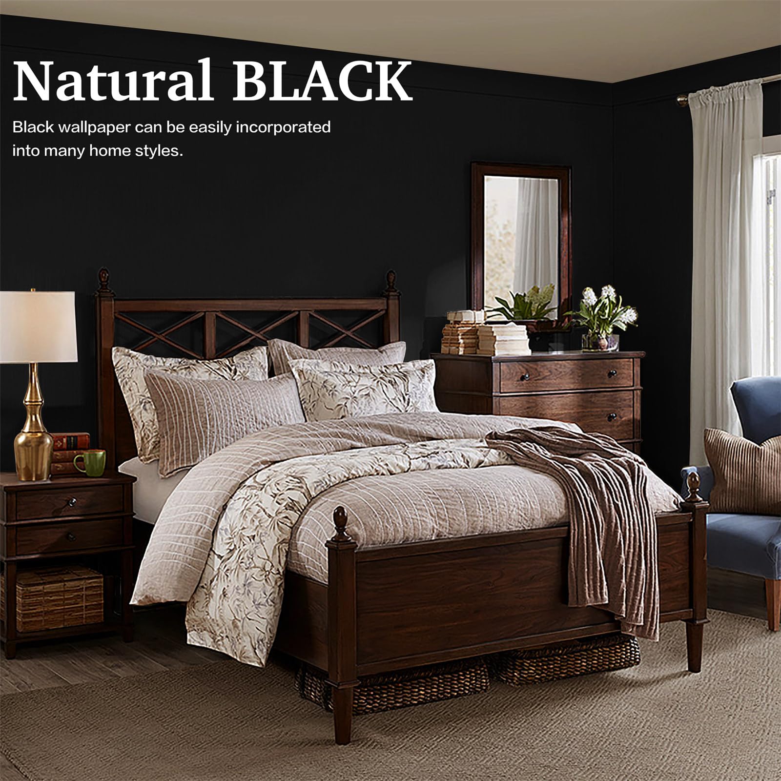 Dimoon bedroom black wall accent creating a chic focal point