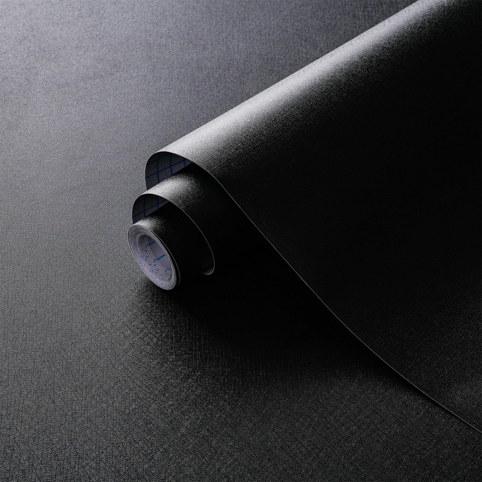Dimoon black embossed peel-and-stick wallpaper close-up showing texture
