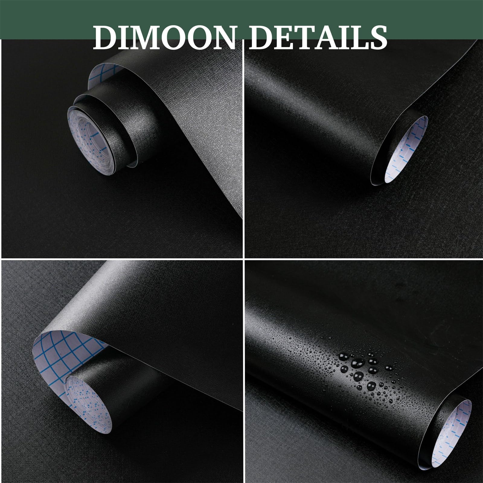 Dimoon black wallpaper roll on wall for seamless coverage