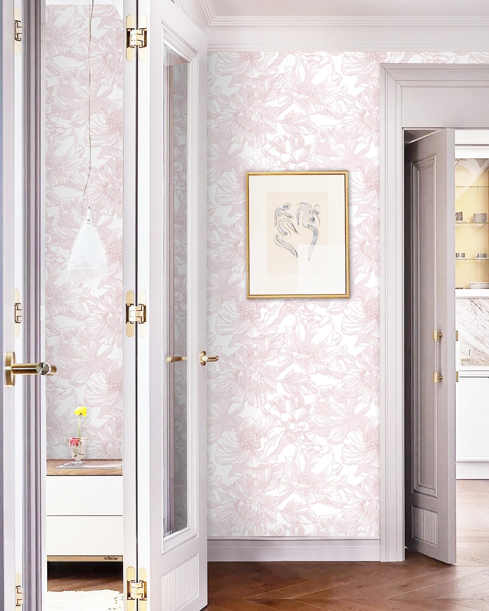 Dimoon floral wallpaper suitable for countertops and furniture accents.