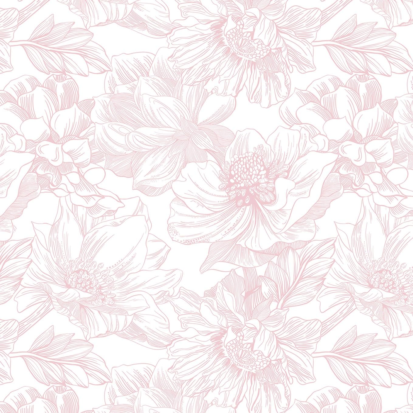Dimoon white-pink floral wallpaper close-up pattern for accent walls