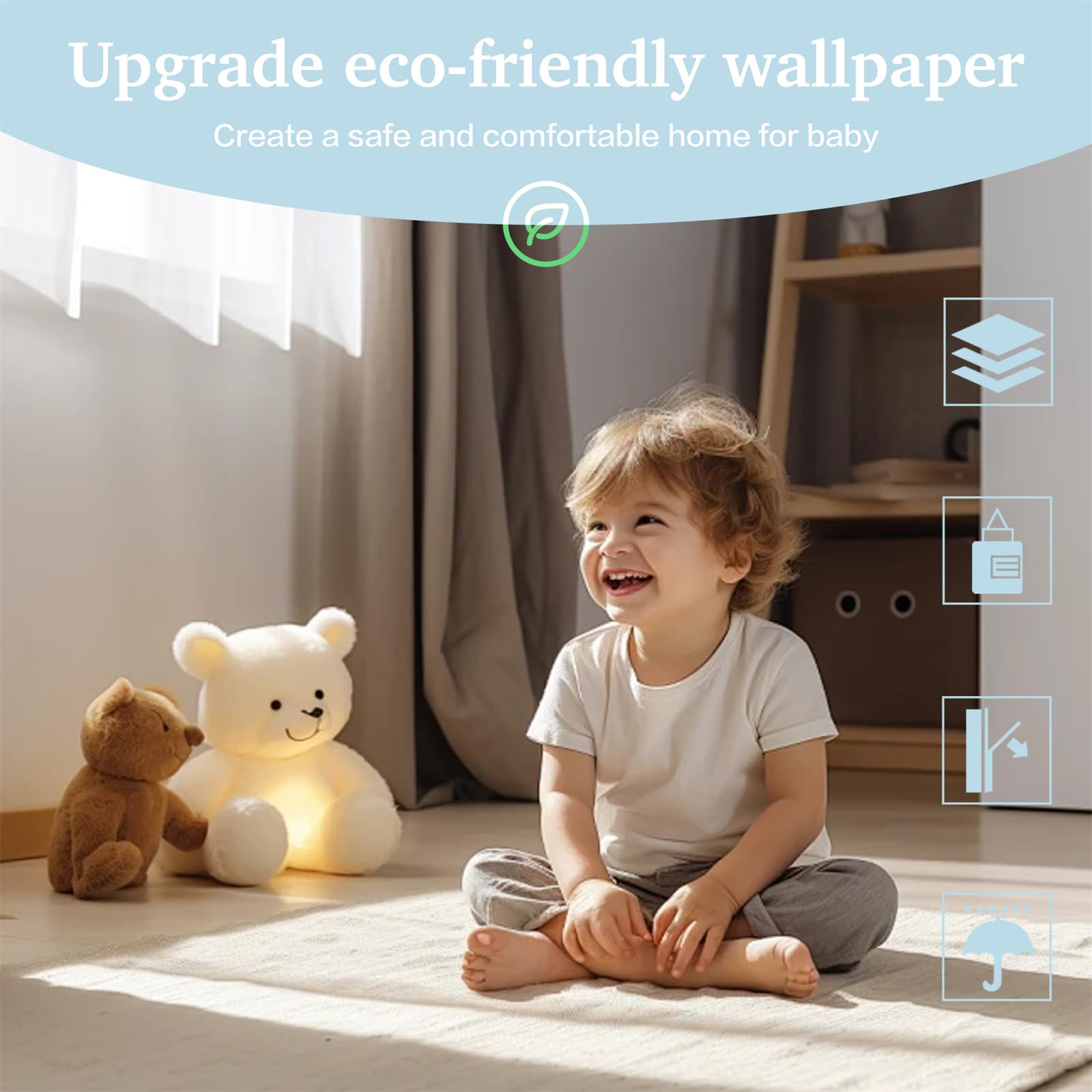 Dimoon peel-and-stick wallpaper for easy living room updates.