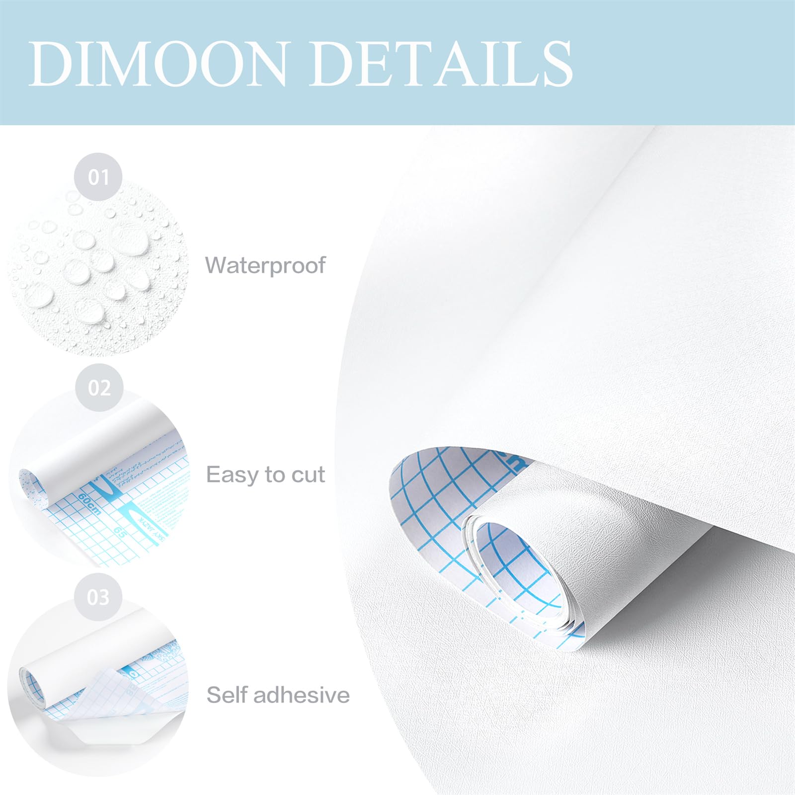 Dimoon waterproof, easy-clean wallpaper for low-maintenance surfaces.