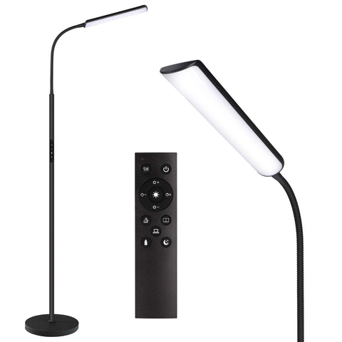 Dimunt LED floor lamp with 112-LED array for broad living room illumination.