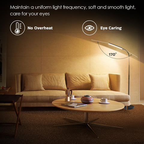 Dimunt LED floor lamp stepless color temperature for customizable ambience.