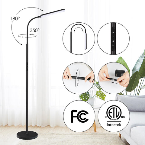 Dimunt LED floor lamp weighted base safety for stable placement around kids.
