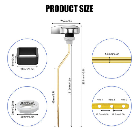 Dincerpen THU068CP trip lever provides precise adjustment for consistent flush performance.