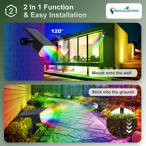 DINGLILIGHTING adjustable solar panel spotlight lets you aim light precisely at features.