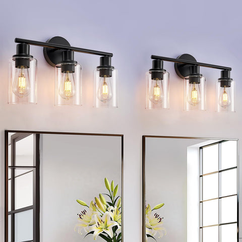 DINGLILIGHTING DLLT 3-light vanity fixtures in matte black for bathroom vanity lighting