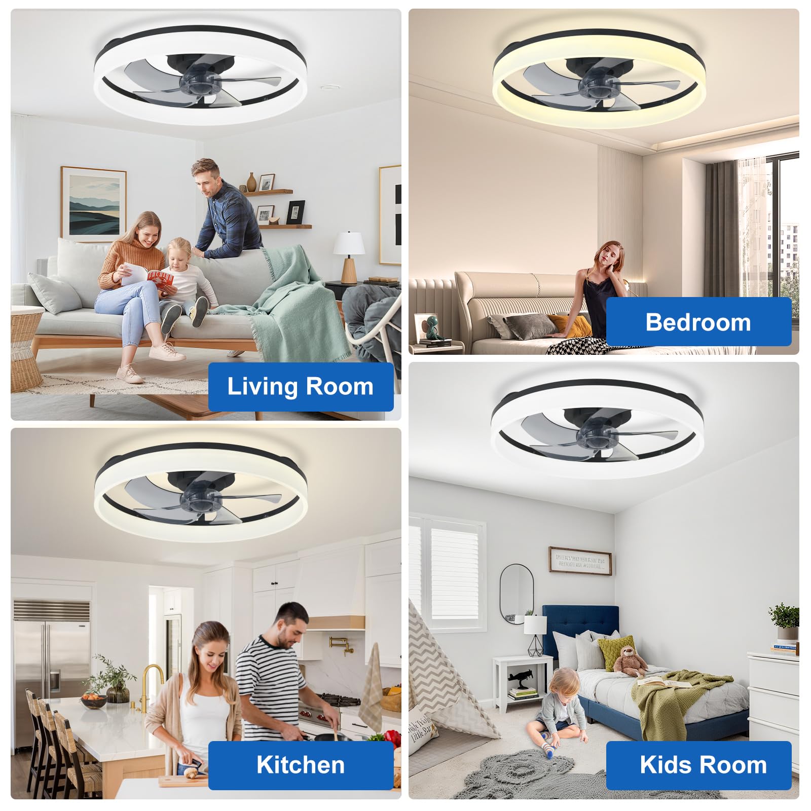 DINGLILIGHTING DLLT black bladeless fan with dimmable LED lighting for ambience