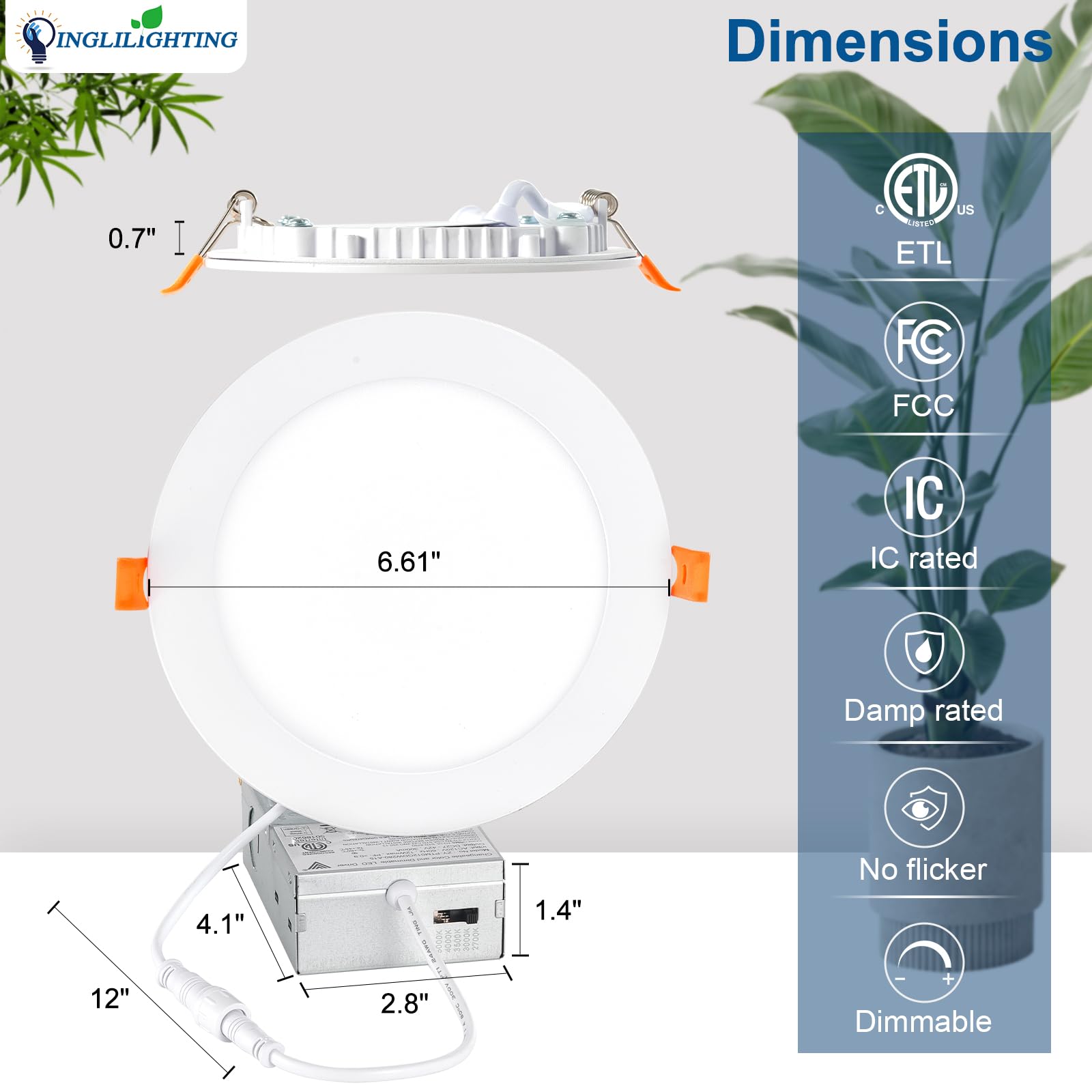 DLLT 6in recessed light color temperature range from warm to daylight