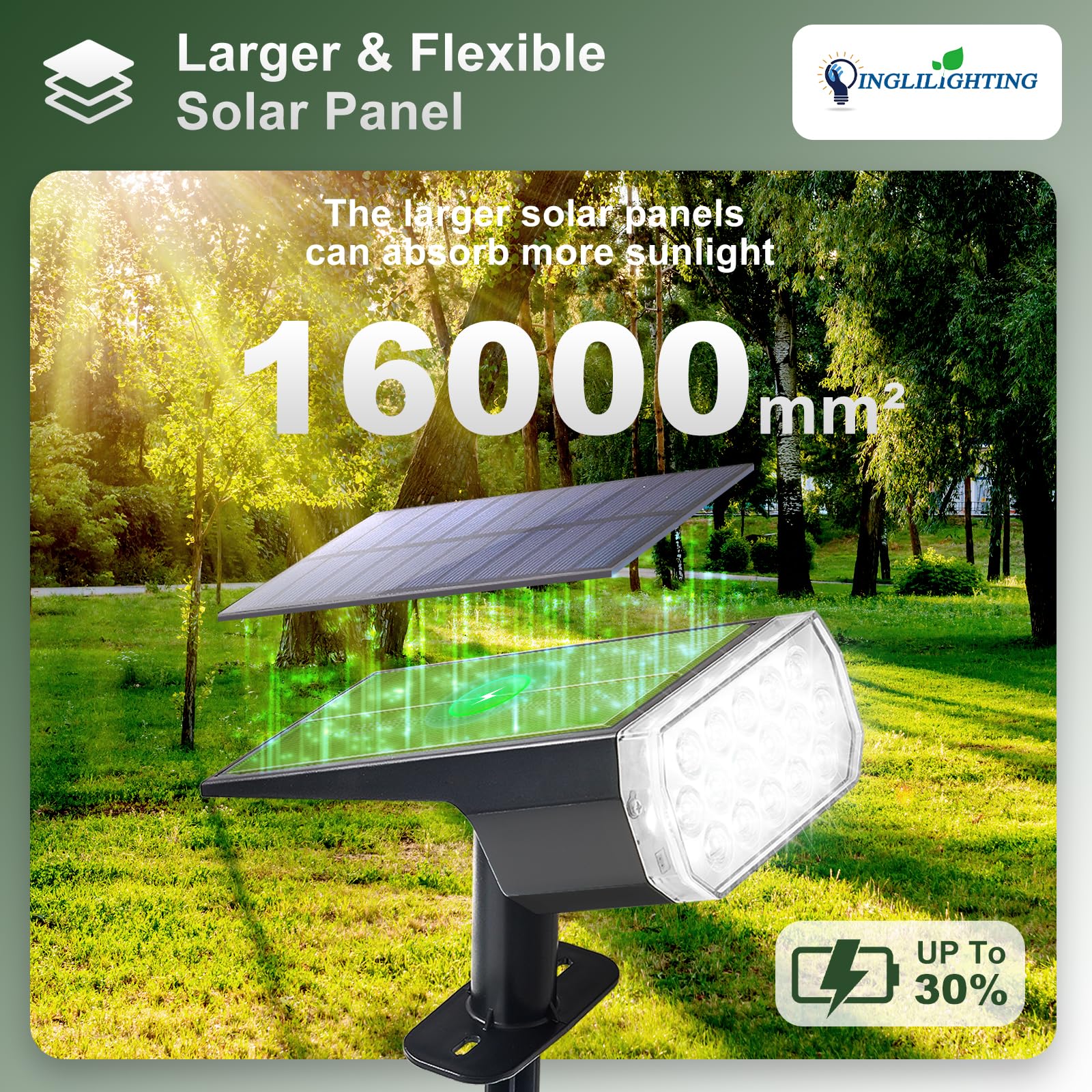 DINGLILIGHTING outdoor solar spotlight highlights pathways with easy, wireless setup