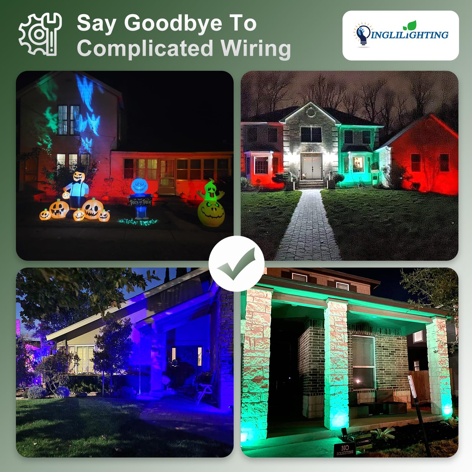 DINGLILIGHTING RGB solar spotlight adds multicolor ambiance to yard and patio.