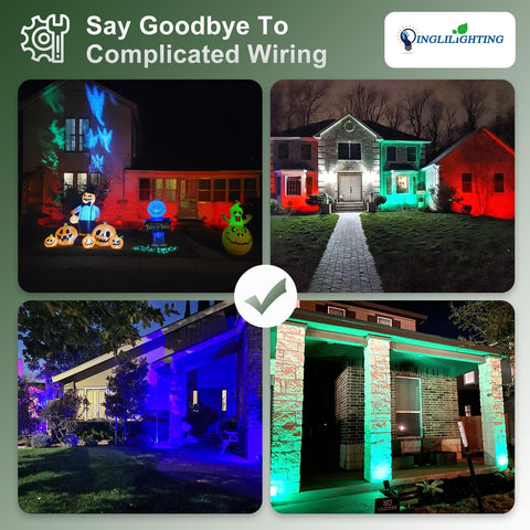 DINGLILIGHTING RGB solar spotlight adds multicolor ambiance to yard and patio.