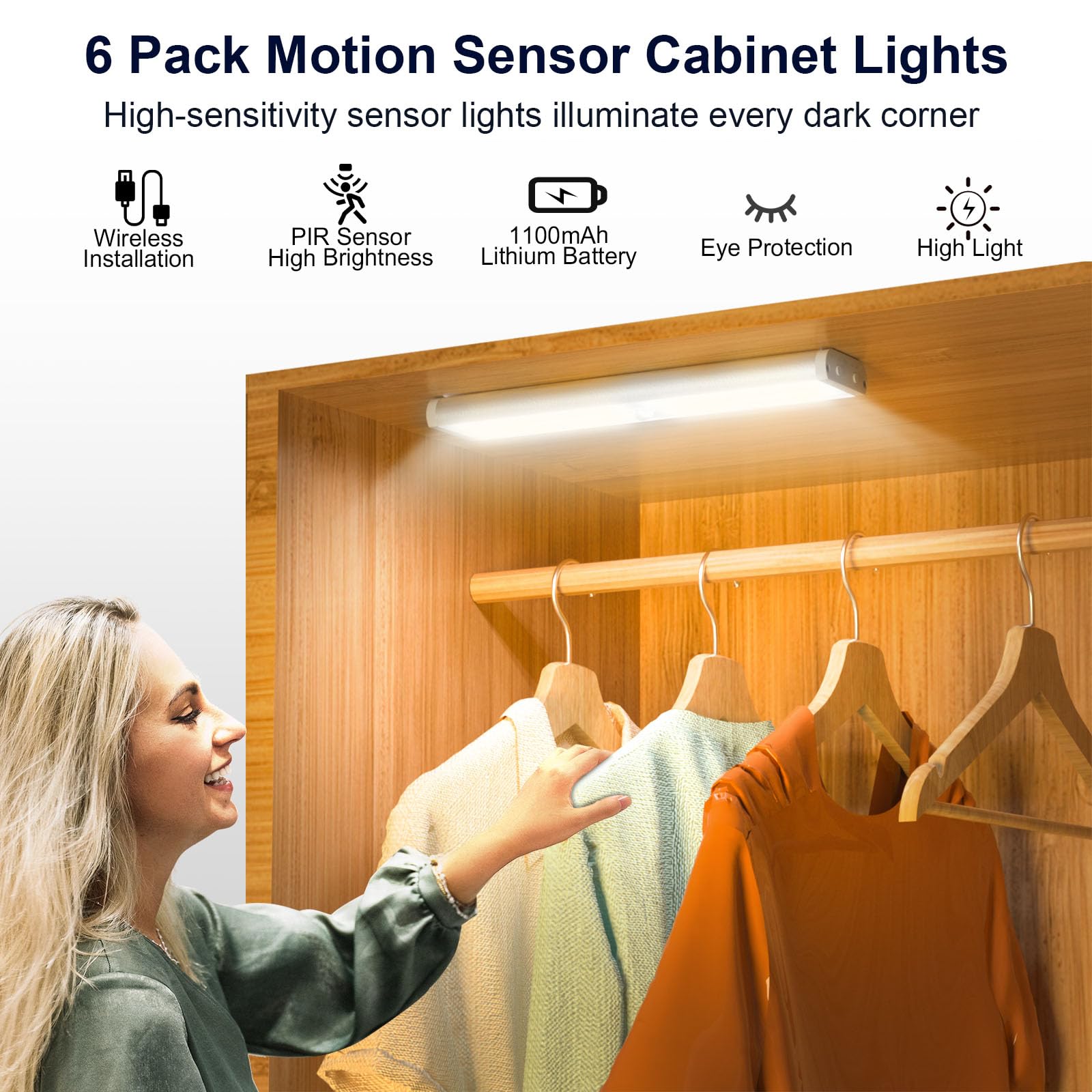 Diomart wireless LED under-counter light uses motion sensor for hands-free entryways.