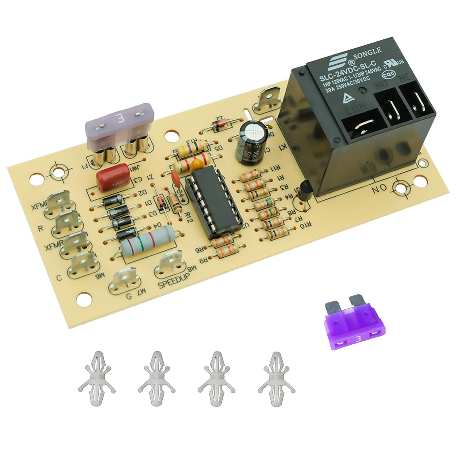 DIPMOTOR furnace control board front view; compact, durable design for broad compatibility.