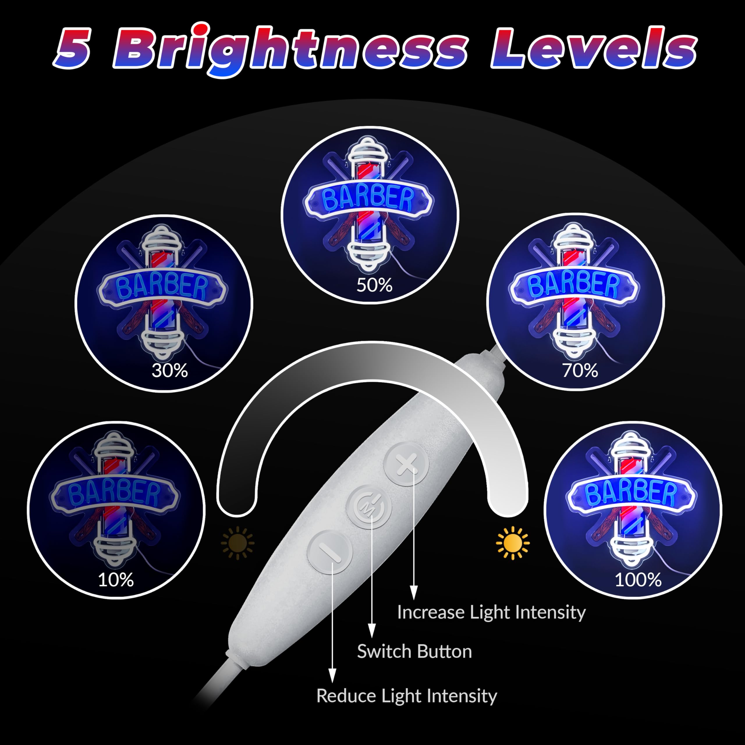 Dipomy Barber Neon Sign predrilled holes for easy wall mounting