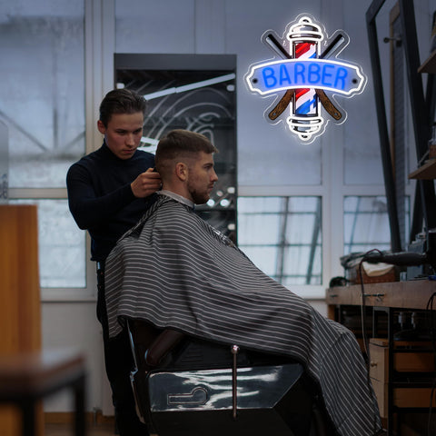 Dipomy Barber Neon Sign USB powered for versatile placement