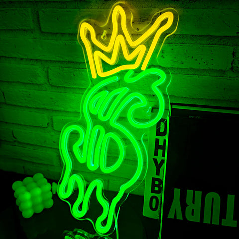 Dipomy Money Neon Sign front view enhances storefront appeal.