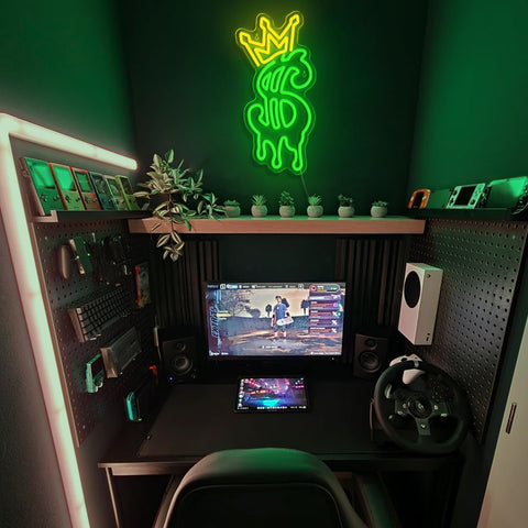 Dipomy Wall-mount neon sign with installation holes enables easy mounting.
