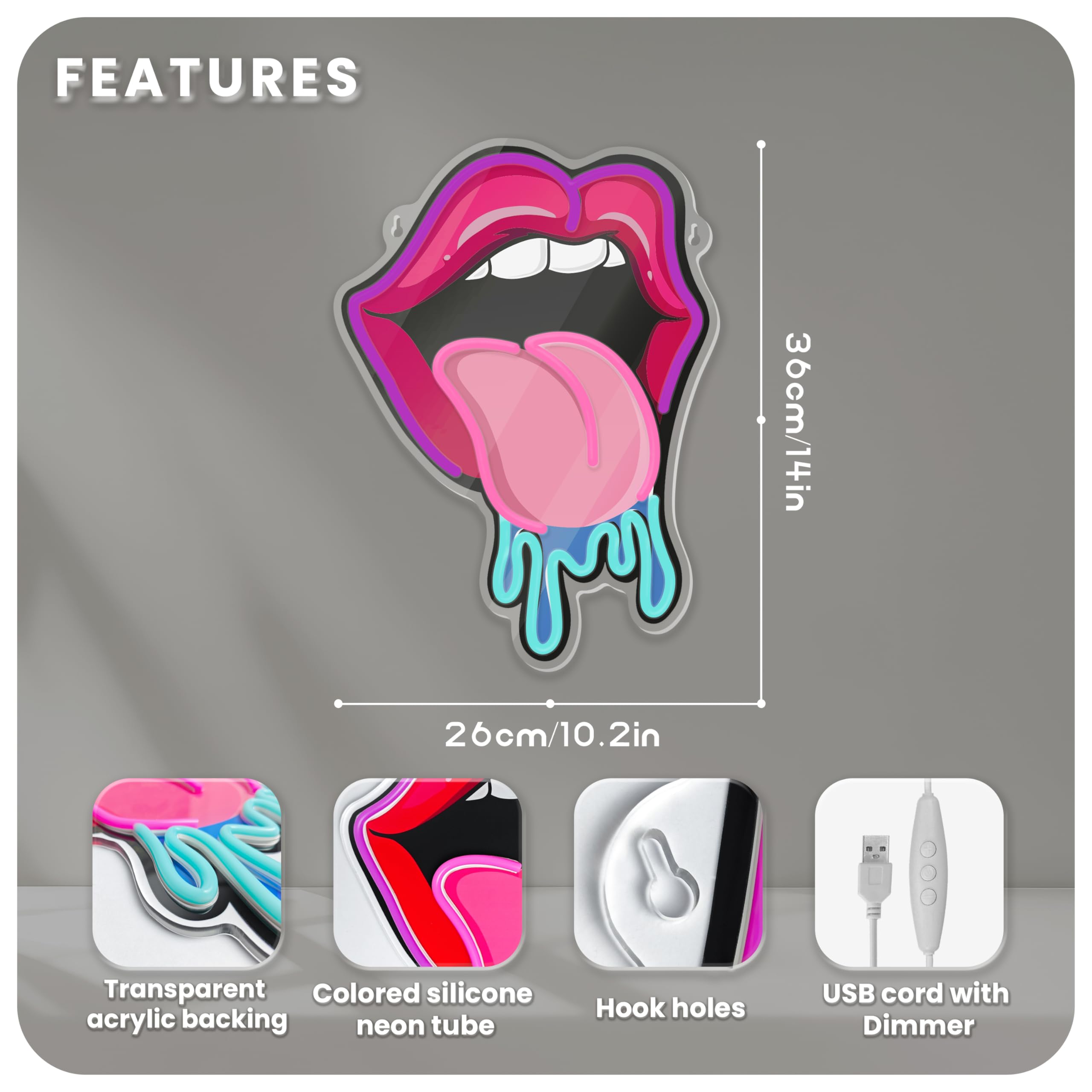 Dipomy Tongue Neon Light adds quirky charm to bedrooms and lounges.