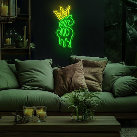 Dipomy Neon sign with transparent acrylic backing ensures clear visibility.
