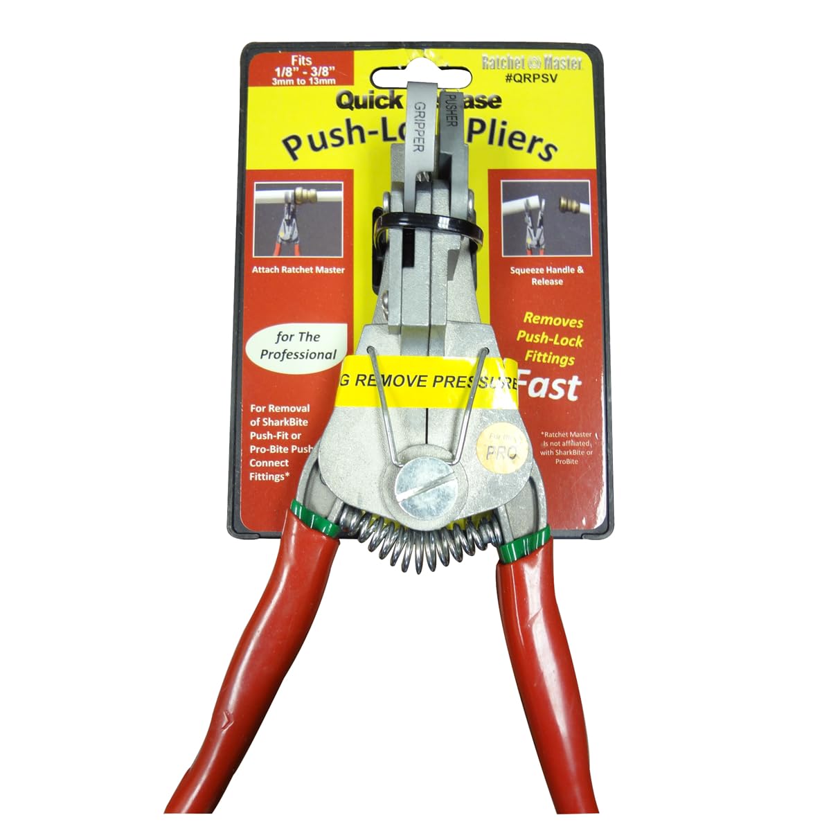 Direct Source QRPSV pliers in hand for quick release on air and hydraulic fittings.