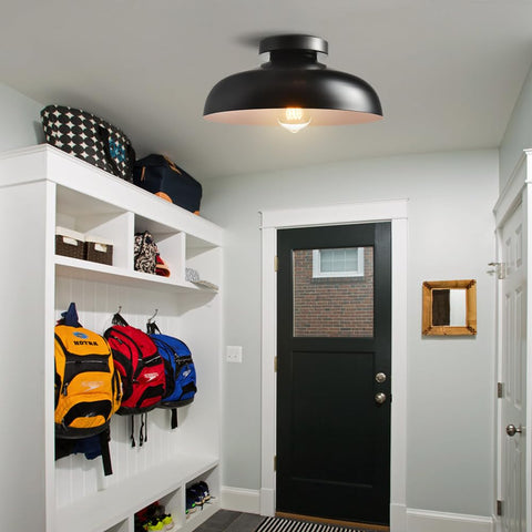 DIRYZON semi-flush mount in black finish complements hallways and kitchens
