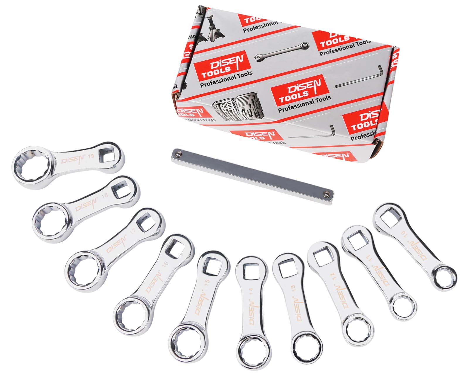 DISEN 10mm torque adapter in chrome vanadium steel for durable, precise fastening.