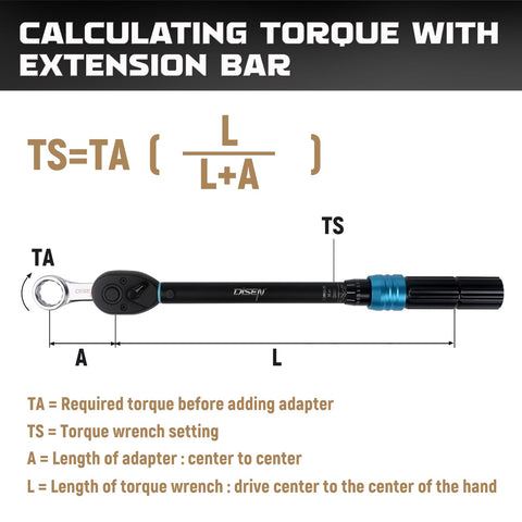 DISEN 12mm torque adapter offering extended reach for cramped areas.