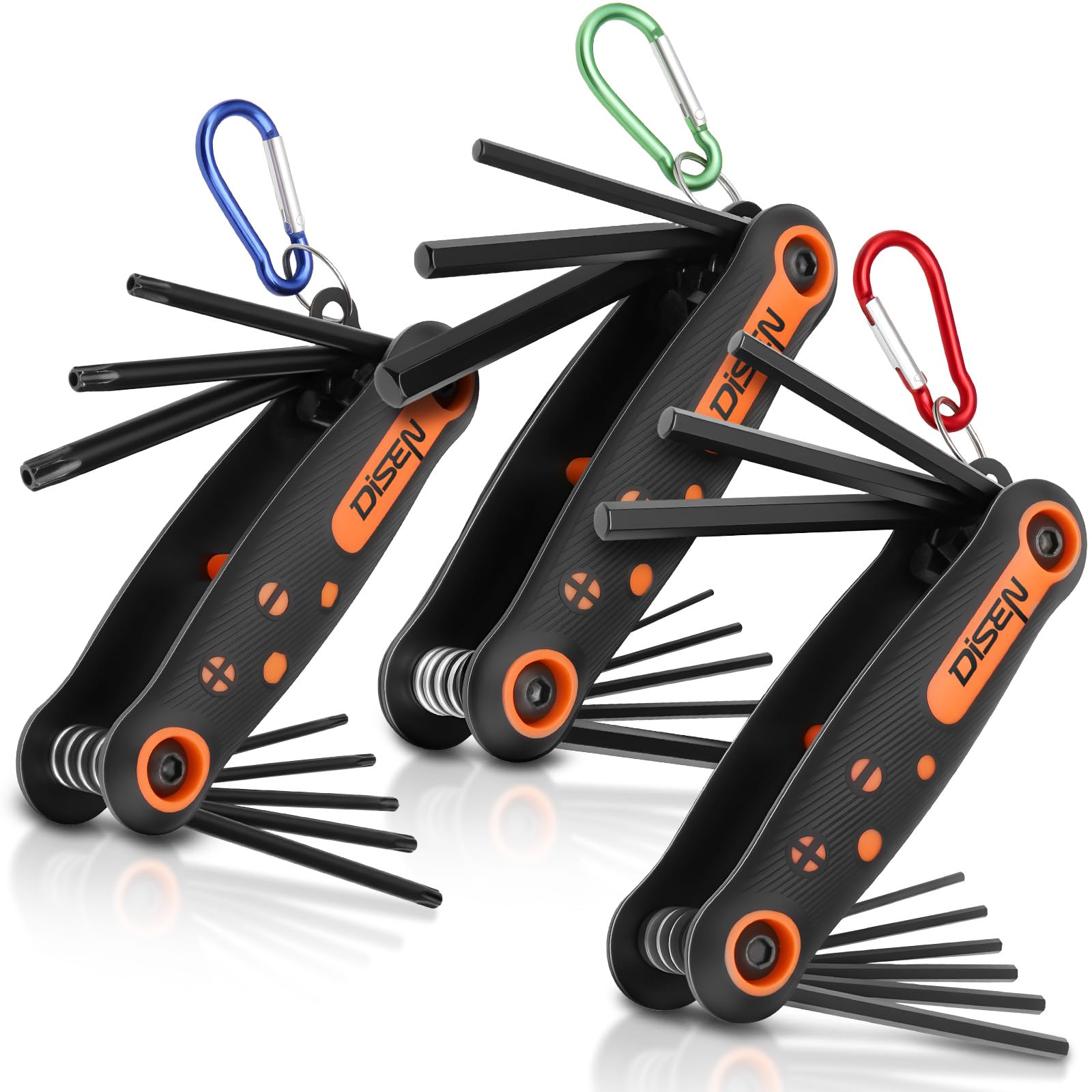 Disen 25-pcs folding Allen keys set open, ready for quick access and use.