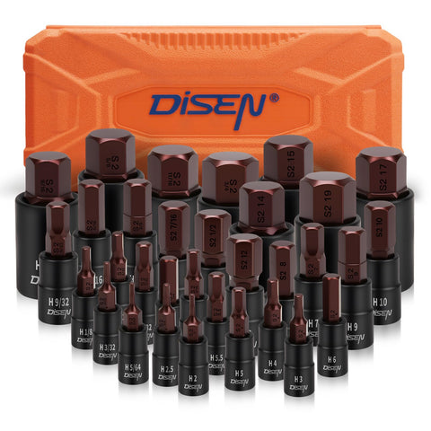 DISEN 32-piece hex bit socket set case for organized tasks