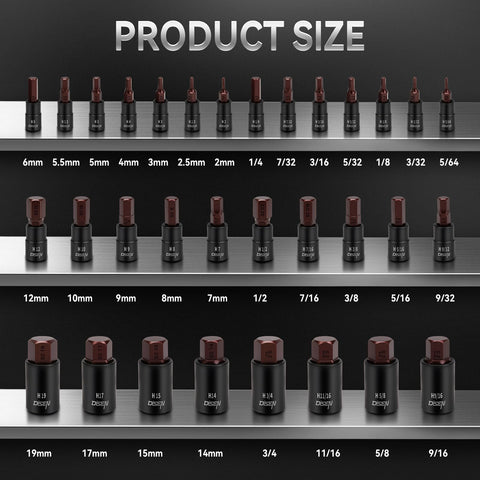 DISEN 32pc SAE and Metric sizes enable versatile hardware work