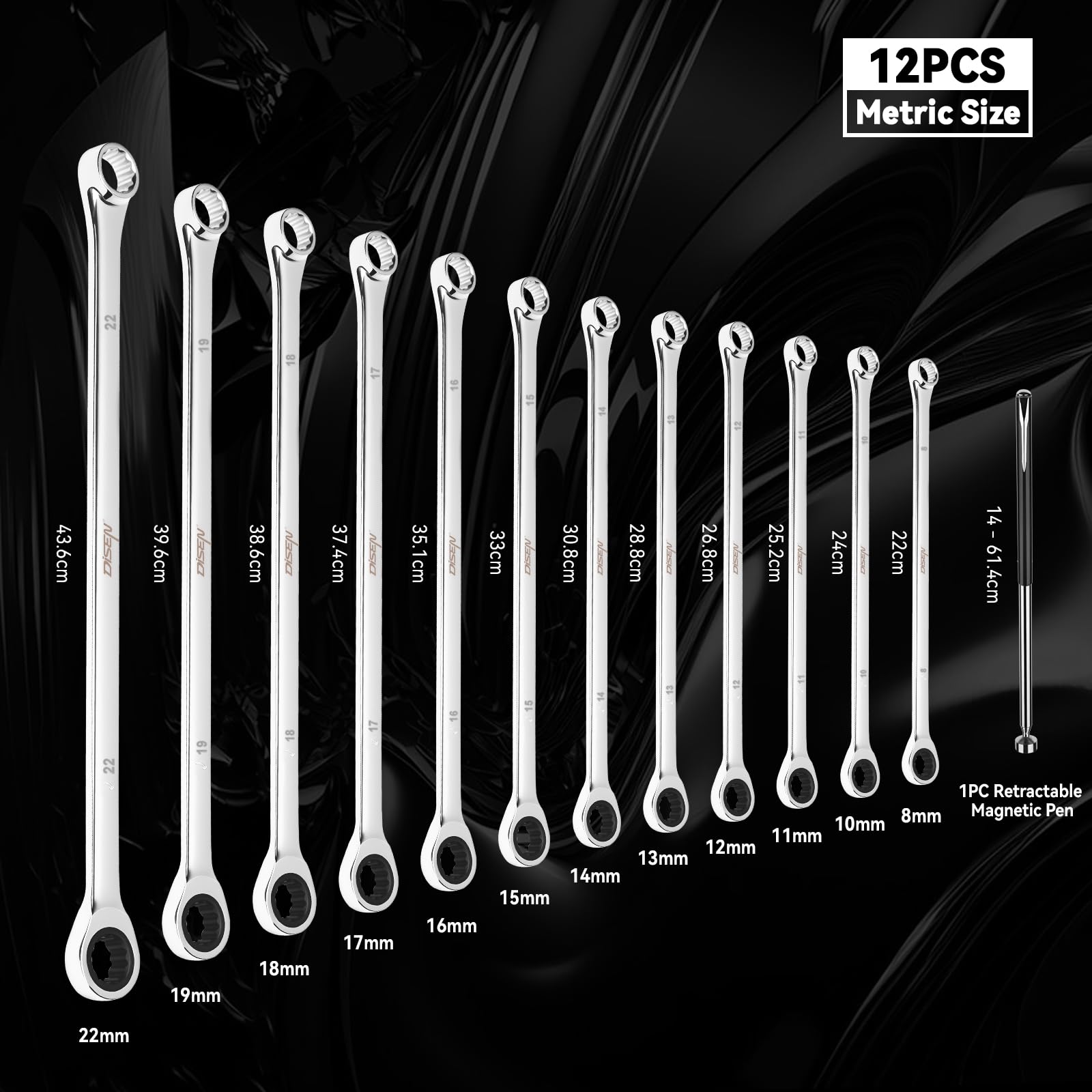 DISEN 72-tooth ratchet mechanism with 5-degree swing for tight spaces.