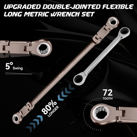DISEN double-jointed ratchet wrench 11-13mm reaches deeper fasteners