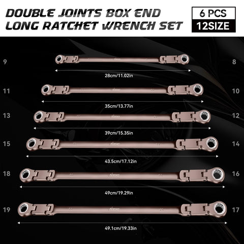 DISEN double-jointed ratchet wrench 17-19mm added leverage for stubborn bolts