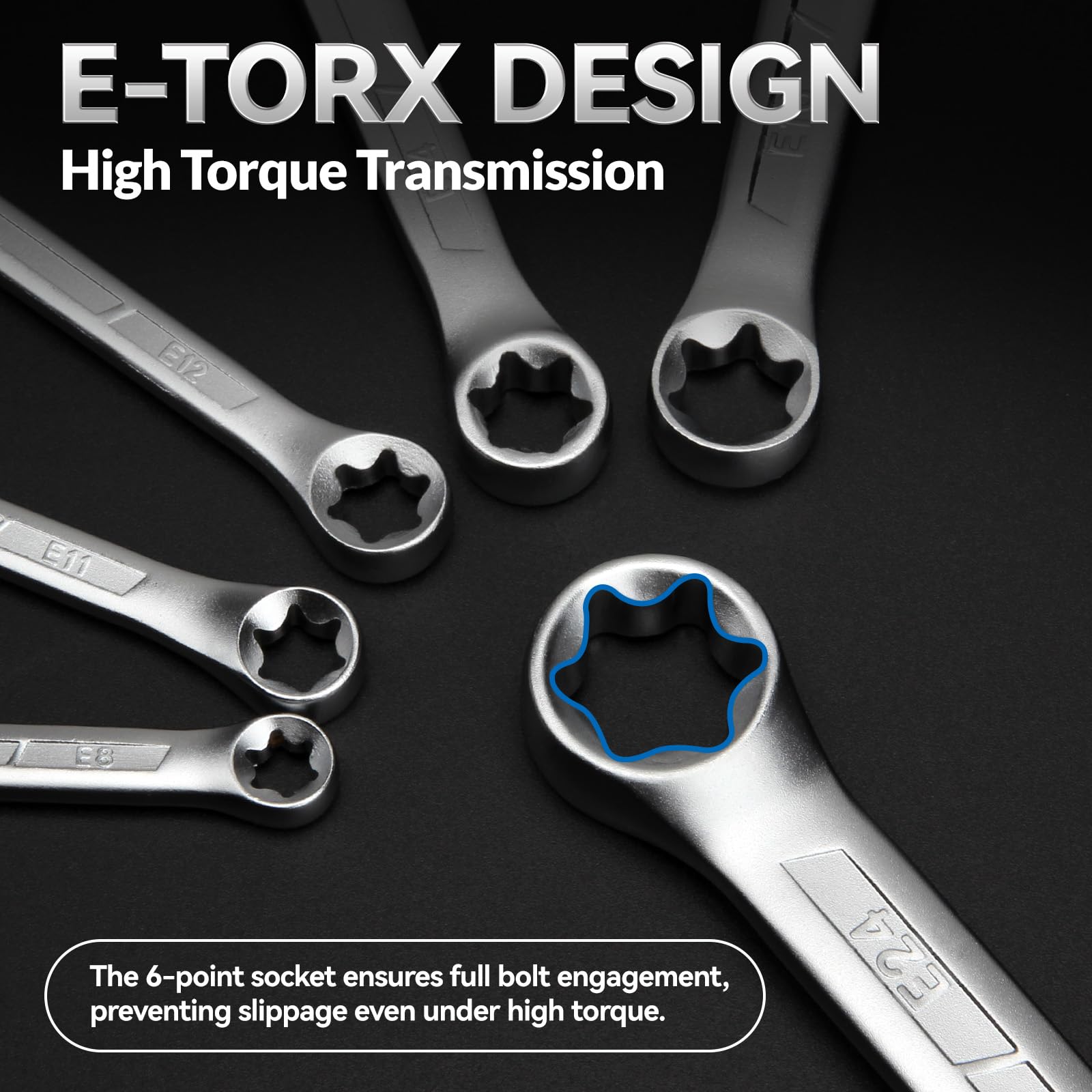 DISEN E-Torx wrench made from CR-V steel for durable performance.