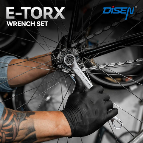 DISEN E-Torx wrench featuring a star-shaped head for secure fit.