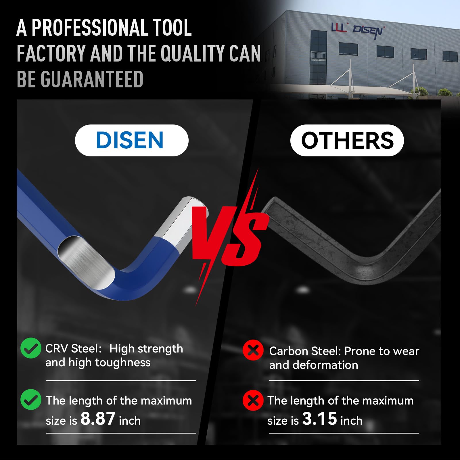 DISEN extra-long arm hex keys maximize leverage