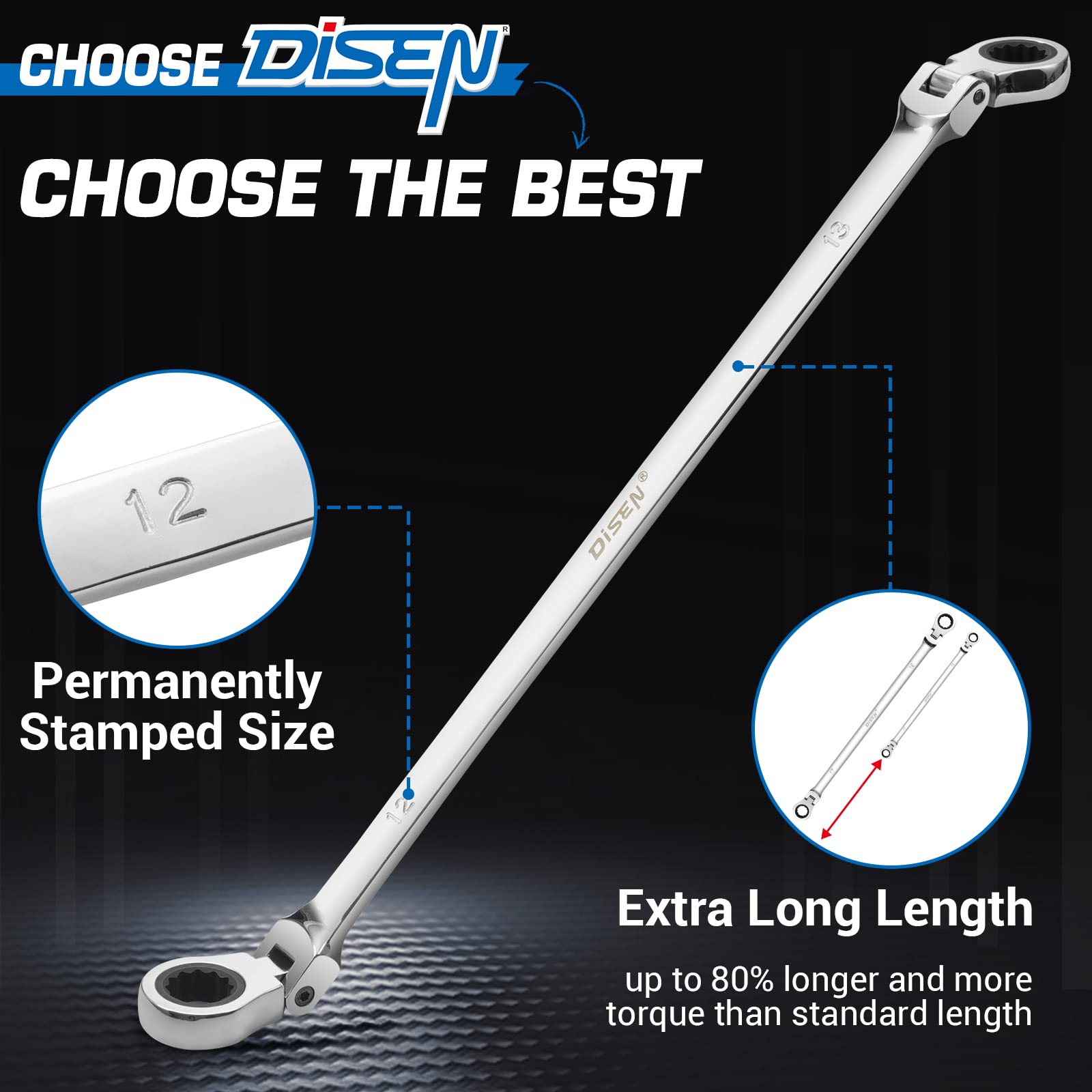 DISEN 14-15mm wrench helps bypass obstacles in tight spots