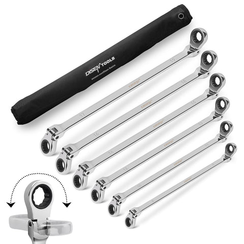 DISEN extra long flex-head wrench 8-9mm for tight spaces and obstructions