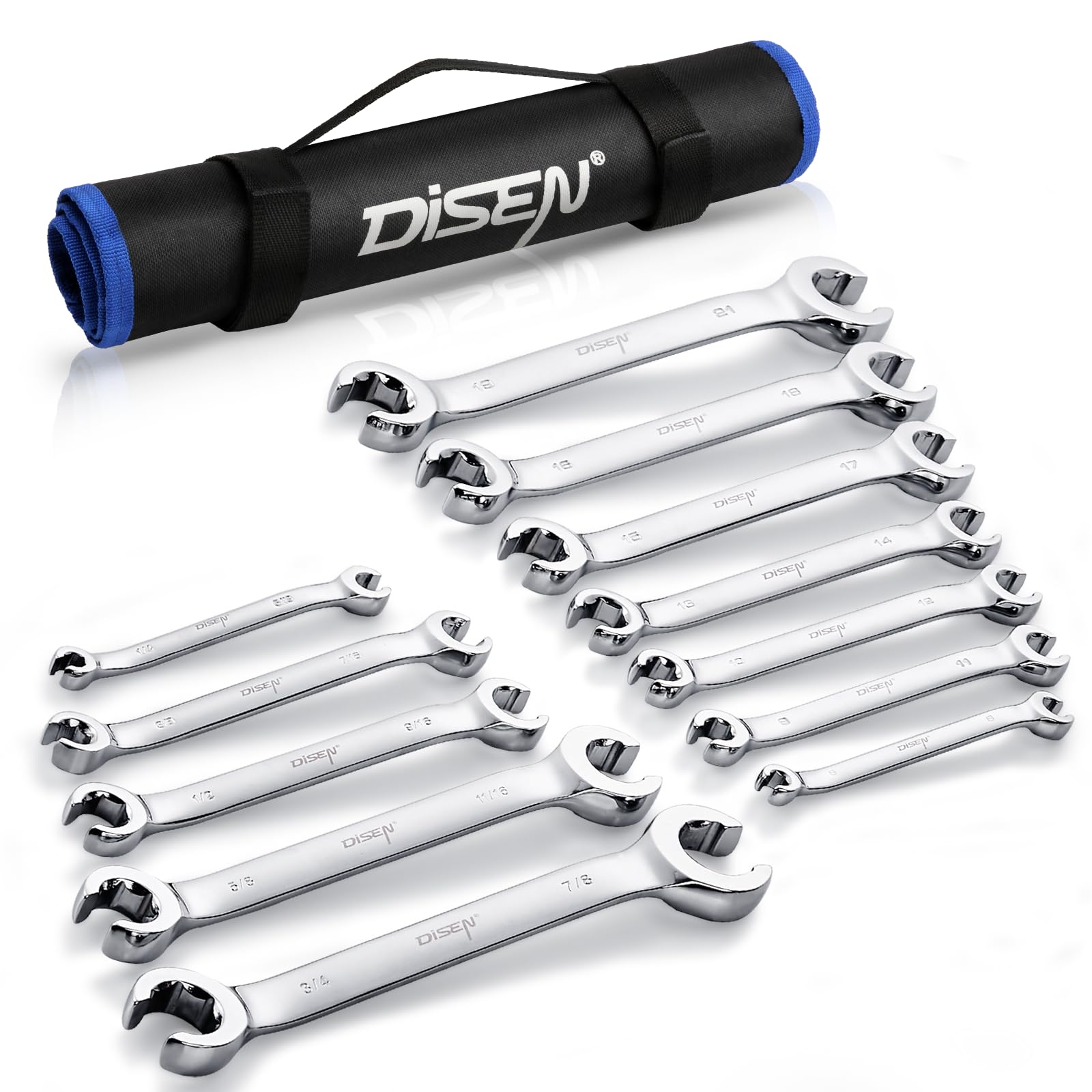 DISEN flare nut wrench set with multiple sizes for quick on-site selection