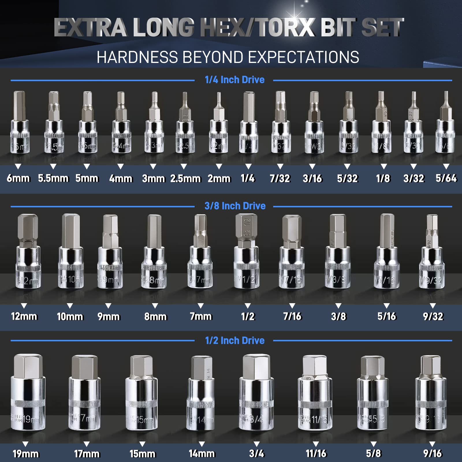 Disen hex bit tips with chamfers ensure precise engagement