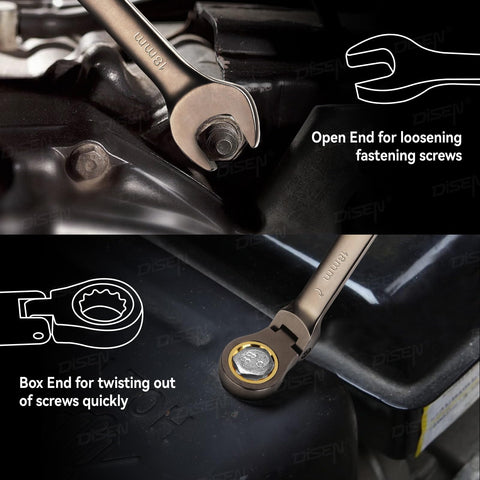 DISEN complete metric and SAE size wrench set for diverse repair projects.