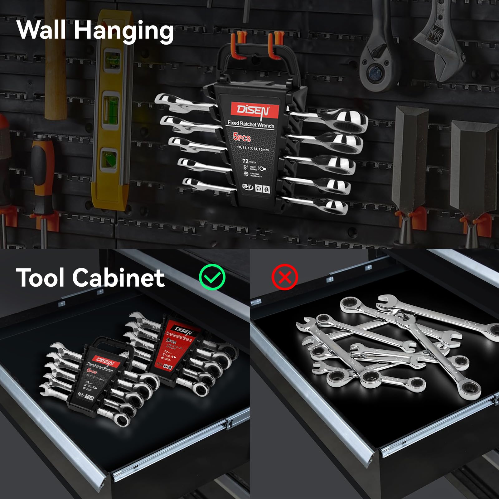 DISEN open-end and box-end wrenches offer versatile grip for various fasteners